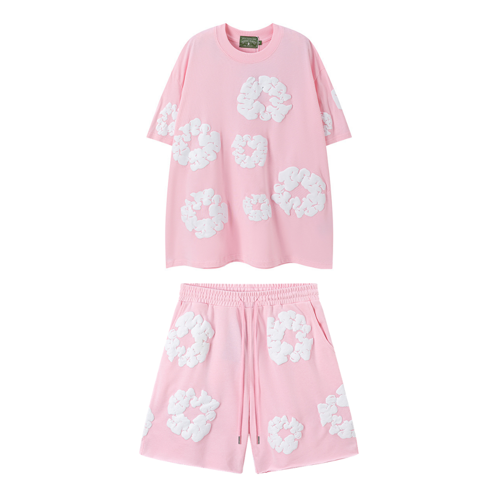 Denim Trs Pink Short set